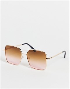 Солнцезащитные очки oversized в золотистой оправе в стиле 70 х Asos design