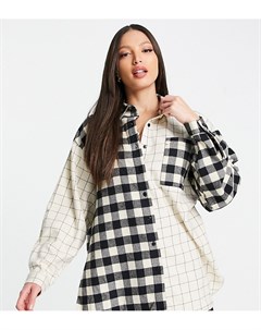 Oversized рубашка из комбинированной ткани в клетку Tall Topshop