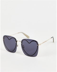 Квадратные солнцезащитные очки черного цвета с сердечками 493 S Marc jacobs