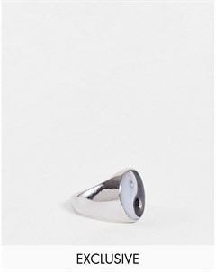 Массивное кольцо с дизайном в стиле инь ян и искусственным опалом с эмалевым покрытием Inspired Reclaimed vintage