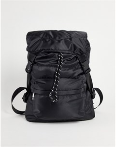 Черный нейлоновый рюкзак в утилитарном стиле с затягивающимся шнурком Asos design