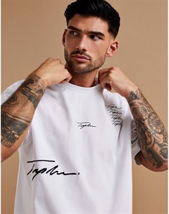 Белая футболка с логотипом в виде подписи Topman