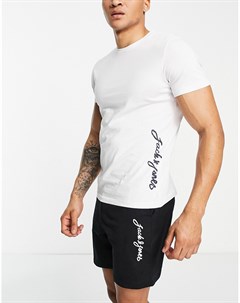 Комплект из футболки и шорт в стиле casual черно белого цвета с логотипом Jack & jones