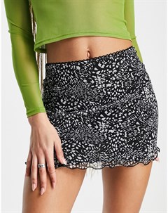 Монохромная сетчатая мини юбка в стиле гранж со звериным пятнистым принтом Topshop petite