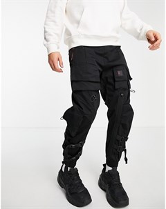 Черные брюки карго в стиле милитари Bershka