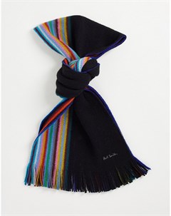 Черный шарф с разноцветными полосками Paul smith