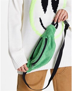 Зеленая махровая сумка кошелек на пояс Asos design