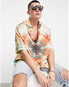 Свободная oversized рубашка с калейдоскопным цветочным принтом Asos design