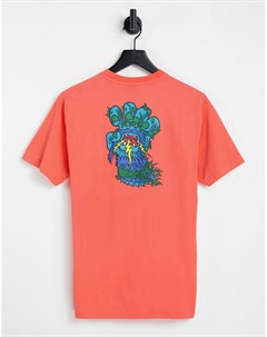 Коралловая футболка с принтом кричащая рука Santa cruz