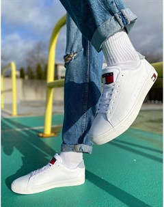 Низкие кожаные кроссовки белого цвета Tommy jeans