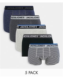 Набор из 5 боксеров брифов с логотипом серого и голубого меланжевого цветов Jack & jones