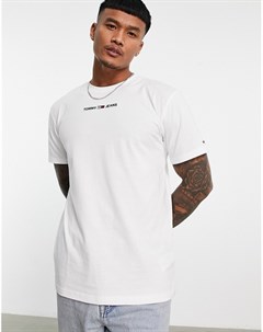 Белая футболка с маленьким текстовым логотипом на груди Tommy jeans
