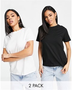 Набор из 2 футболок черного и белого цвета с круглым вырезом Na-kd