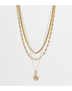 Многоярусное ожерелье с покрытием из 14 каратного золота с Т образной застежкой и подвеской в виде с Asos design