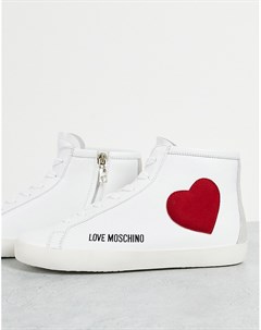 Белые высокие кроссовки с сердечком Free Love Love moschino