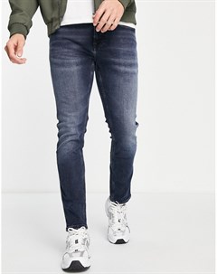 Суженные книзу темные выбеленные джинсы узкого кроя Austin Tommy jeans