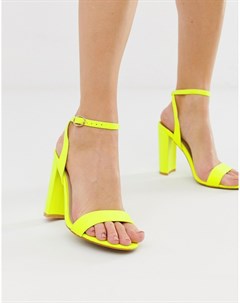 Легкие босоножки неоново желтого цвета на блочном каблуке Glamorous