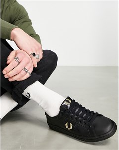Черные кожаные кроссовки с ярлычком B721 Fred perry