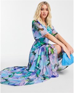 Голубое платье макси с цветочным принтом Everleigh Hope & ivy