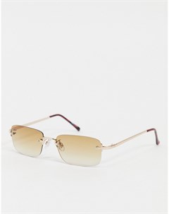 Бежевые солнцезащитные очки в квадратной оправе с затемненными линзами в стиле 90 х Pieces