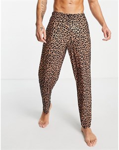 Тканевые штаны для дома с леопардовым принтом Asos design
