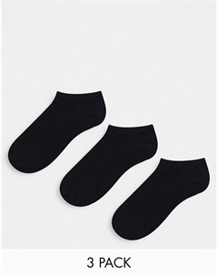Набор из 3 пар низких черных носков из органического хлопка Topshop