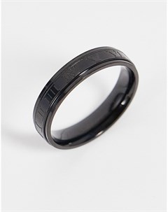 Черное широкое кольцо из нержавеющей стали с римскими цифрами Asos design