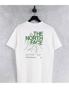 Белая футболка с контурным принтом Mountain эксклюзивно для ASOS The north face