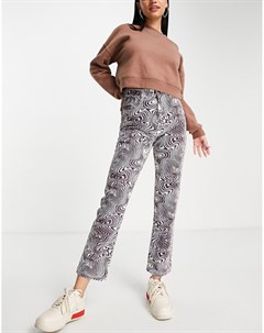 Фиолетовые джинсы из денима в винтажном стиле с завышенной талией и волнистым принтом Daisy street