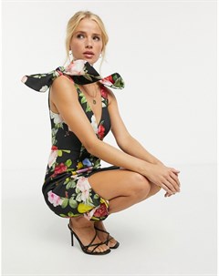 Платье миди с цветочным принтом и пуговицами Asos design