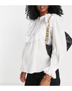 Белая блузка с оборками и вышивкой ришелье River island maternity