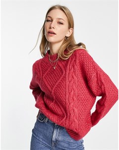 Розовый oversized джемпер с узором косы Asos design