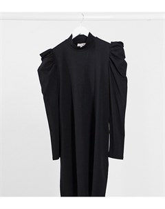 Черное трикотажное платье с пышными рукавами Only curve