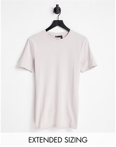 Кремовая футболка облегающего кроя из смесового органического хлопка с круглым вырезом Asos design