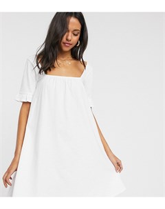 Белое свободное платье с оборками на рукавах и квадратным вырезом ASOS DESIGN Tall Asos tall