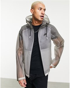 Прозрачная непромокаемая куртка серого цвета с капюшоном Revival Nike