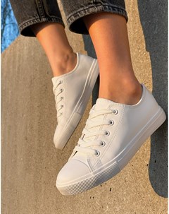 Белые кроссовки из искусственной кожи New look
