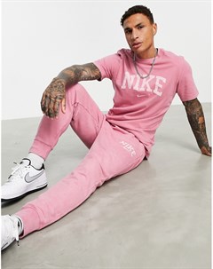 Выбеленные розовые джоггеры свободного кроя с дугообразным логотипом Retro Nike