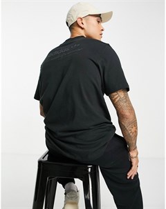 Черная футболка в рубчик с принтом на спине Trefoil Linear Adidas originals