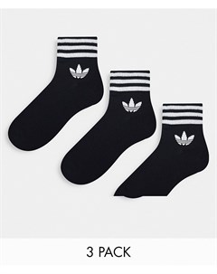 Набор из 3 пар черных носков до щиколотки с логотипом трилистником adicolor Adidas originals