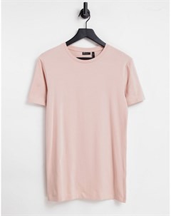 Светло розовая обтягивающая футболка с круглым вырезом Asos design