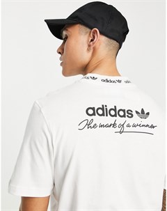 Белая футболка в рубчик с принтом на спине Trefoil Linear Adidas originals