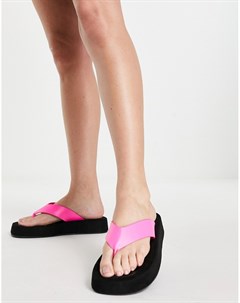 Розовые сандалии из искусственной кожи на толстой подошве с перемычкой между пальцами Voyage Public desire