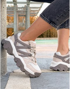 Бежевые кроссовки на шнуровке со вставками CAT Reactor Cat footwear