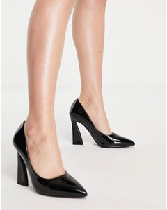 Черные туфли на широком расклешенном каблуке Glamorous