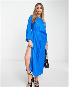 Синее жаккардовое платье миди Premium Topshop