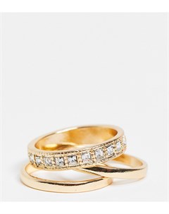 Золотистое кольцо в винтажном стиле с камнями в комплекте с бескаменками Inspired Reclaimed vintage