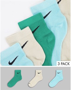 Набор из 3 пар носков в стиле унисекс светло бежевого зеленого и голубого цветов Everyday Nike training