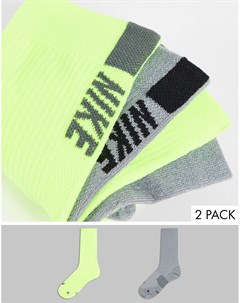 Набор из 2 носков унисекс серого и светло желтого цветов Nike running