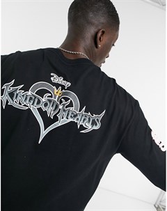 Черный лонгслив с принтом Kingdom Hearts Bershka